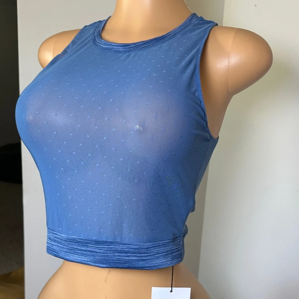ZYIA Active Women's Calm Blue Mesh Top